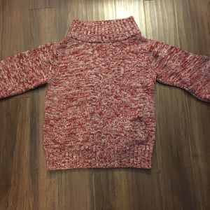 MODA Turtleneck Red and White Pullover Sweater